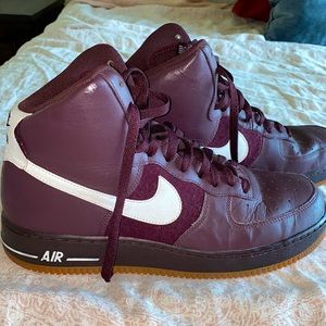 Maroon Nike Air Force one high tops